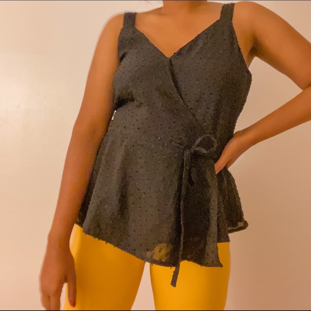LOFT Black wrap around Blouse